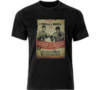 Thrilla in Manilla Ali Frazier Fight Poster Distressed Effect T Shirt Black XXL