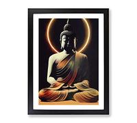 Thrilling Buddha Framed Print | A4 Black Framed Wall Art | Ready to Hang | Modern Religious Picture | Living Room Bedroom Lounge Office