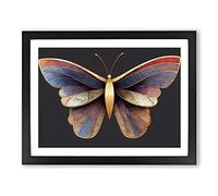 Thrilling Butterfly BLK Framed Print | A4 Black Framed Wall Art | Ready to Hang | Modern Animal Picture | Living Room Bedroom Lounge Office