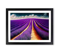 Thrilling Lavender Flower Field Framed Print | A2 Black Framed Wall Art | Ready to Hang | Modern Floral Picture | Living Room Bedroom Lounge Office