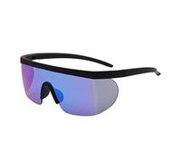 thrillwin Classic Flat Top oversized Shield Sunglasses One Piece Sport sunglasses for Men Women (black-blue lens)