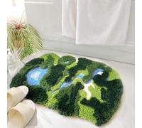 THRILRUG 52×88cm Moss Fluffy Rug,Funny Bath,Mat Rugs Runner for Bedside Dorm Bedroom Hallways Shag Leaf Area Rugs Non Slip,Ultra Soft Washable Kids Pets Carpet for Bedroom,Living Room Forest Green