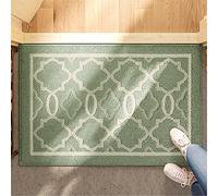 THRILRUG Indoor Door Mat, Non-Slip Absorbent Machine Washable Resist Dirt Entrance Rug, Low-Profile Front Door Mat for Back Door Inside Floor Rugs for Entryway-Green Trellis (60x90cm)