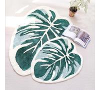 THRILRUG Monstera Leaf Area Rugs Non Slip Fluffy Bath Mat Tufted Rug,Ultra Soft Washable Children Play Plant Leaves Shaped Kids Pets Floor Mat Carpet for Bedroom,Living Room Green 3.6'×4.7'