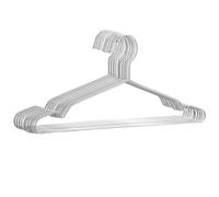 Thrink 10 Pack Strong Metal Clothes Hangers - 42cm Silver Galvanised Wire Hangers with Notches & Trouser Bar, Durable Heavy Duty Space-Saving Wardrobe Organisers for Shirts, Jackets, Suits, Trousers