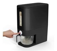 Thrink 10KG Sealed Rice Dispenser Storage Container with Measuring Cup | BPA-Free Household for Kitchen Pantry Organization | Cereal Dry Food Dispenser (Black)