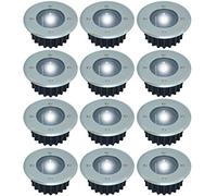 Thrink 12 X Round LED solar lamps | Waterproof DECK LIGHT | easy to install | without cables | super bright LED lamps | Solar powered 600mAh battery included | Ideal For for floors, paths WHITE LED