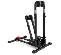 Thrink 2-in-1 Adjustable Bike Stand - Foldable Floor & Vertical Rack, Sturdy Carbon Steel for Road Bikes and 24-27.5" MTBs - 24"-27.5" Wheels, Stable Multi-Parking Design