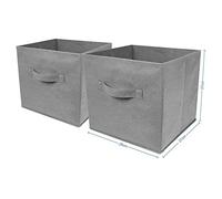 Thrink 2 Large Square Canvas Cube Storage Box | Foldable | Collapsible Fabric Cubes | Fold Flat When Not In Use | Perfect For Clothes, Towels And Shoes | Measures: 28 x 27 x 27cm Grey