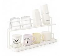 Thrink 2-Tier Bottle Drying Rack & Cup Storage Stand - Black Steel Mug Holder with Removable Drip Tray - Space-Saving Organiser for Kitchen Counter, Coffee Mugs, Tumblers, Jugs & Glassware (White)