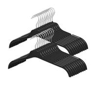 Thrink 20 Pack Black Plastic Adult Clothes Hangers - Durable Coat Hangers with Notches & 360° Swivel Hook - Strong Space-Saving Hangers for Organising Shirts, Tops, Jackets, Coats, Blouse (20)