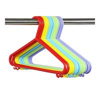 Thrink 200 X Plastic Coat Hangers With Trouser Bar | Smooth Finish | Perfect For Hanging Trousers & Skirts | Lower Garment Hooks For Loops And Straps | Size: W29cm x H18cm (11.5" x 7") Rainbow