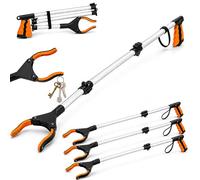 Thrink 3 Pack Extendable Litter Picker Grabber, Lightweight Foldable Reacher Tool with Silicone Anti-Slip Jaws, Rotating Head and Magnet Tip for Home, Garden and Cleaning Tasks