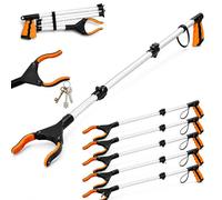 Thrink 5 Pack Extendable Litter Picker Grabber, Lightweight Foldable Reacher Tool with Silicone Anti-Slip Jaws, Rotating Head and Magnet Tip for Home, Garden and Cleaning Tasks