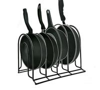 Thrink 5-Tier Pan & Lid Organiser Rack - Vertical or Horizontal Kitchen Pan Holder for Frying Pans, Pot Lids & Bakeware, Space-Saving Cabinet & Countertop Storage