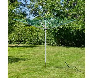 Thrink 50 M Rotary Clothes Airer 4 -arm | Aluminium Construction | Heavy Duty Pole Design | Easy Assembly And Storage | Includes Plastic Ground Socket For Easy Installation | 50 M Pvc Coated Line