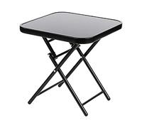 Thrink 50cm Foldable Coffee Table - Small Square Patio Table | Super Robust Powder Coated Metal Frame With Tempered Glass Top | Non-slip Feet | Variety Of Uses