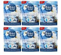 Thrink 6 x Fresh Linen Perfect Scents Hanging Moisture Absorber Dehumidifier, Hydrophilic Crystals Water Collection, Built-In Hanger for Wardrobes, Closets, Cupboards & Small Spaces