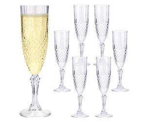 Thrink 6pcs Crystal Effect Party Glasses | Highball Whiskey Wine Champagne Flute | No More Broken Glasses | Made From Plastic | Ideal For Parties, Picnics And All Celebrations