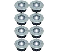 Thrink 8 X Round LED solar lamps | Waterproof DECK LIGHT | easy to install | without cables | super bright LED lamps | Solar powered 600mAh battery included | Ideal For for floors, paths WHITE LED
