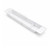 Thrink Adjustable Bathtub Caddy Tray - Extendable Anti-Slip Bath Rack with Rubber Handles, ABS Plastic Bath Organizer for Soaps, Shampoo & Toys, Universal Fit 57-86cm, Sink Dish Drainer & Bathroom