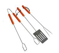 Thrink Bbq Tools | Fully Extended | Wooden Handled | Non-stick Blade | Cushion Grips | Telescopic Handles And Telescopic Adjustable Buttons | Easy And Convenient To Use