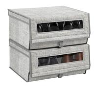 Thrink Convenient Shoe Storage Solution Instant Organization, Stackable Design - Clever Hinged Lid with Clear Window - Robust Fabric Construction - Spacious Yet Compact Shoe Storage Boxes