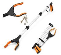 Thrink Extendable Litter Picker Grabber, Lightweight Foldable Reacher Tool with Silicone Anti-Slip Jaws, Rotating Head and Magnet Tip for Home, Garden and Cleaning Tasks