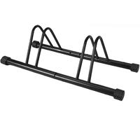 Thrink Freestanding 2 Bike Rack, Black Metal Bicycle Storage Stand with Fixed Non-Adjustable Wheel Slots, Floor Parking Organiser for Garage, Shed, Workshop and Indoor Use