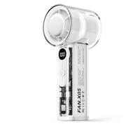 Thrink Handheld Portable Fan Rechargeable, Compact Mini Cooling Fan with 3000mAh Battery, Digital Speed Display, USB Type-C Charging, Lightweight Personal Fan for Travel, Work, Holidays White