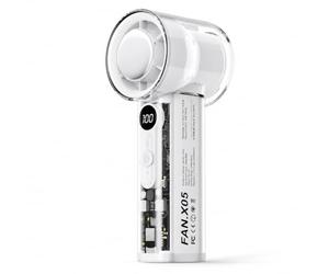 Thrink Handheld Portable Fan Rechargeable, Compact Mini Cooling Fan with 3000mAh Battery, Digital Speed Display, USB Type-C Charging, Lightweight Personal Fan for Travel, Work, Holidays White