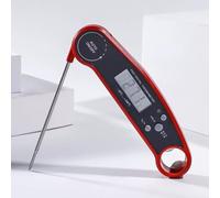 Thrink Instant Read Meat Thermometer for Cooking, Fast & Precise Digital Food Thermometer with Backlight, Magnet, Calibration, and Foldable Probe for Deep Fry, BBQ, Grill, and Roast Turkey (Red)