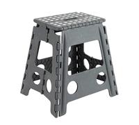 Thrink Large Folding Plastic Anti-Slip One Step Stool, Perfect For Kitchen, Bathroom, Toilet, Caravan For Children, Kids, Adult, Folds Flat with Carry Handle for Easy Storage and Transport (Grey)