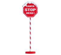 Thrink Outdoor Santa Stop Here Sign - Light Up Christmas Yard Path Stake Decoration with Flashing 8 Lighting Modes, Battery Operated Timer, Festive Holiday Display (Multi-Coloured LED)