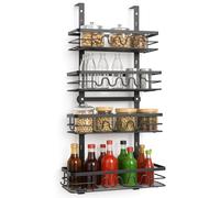 Thrink Over Door Pantry Organiser - 4 Tier Adjustable Storage Rack with Removable Baskets - Heavy Duty Metal Hanging Door & Wall Mount Spice Rack for Kitchen, Bathroom, or Utility Room - Space Saving