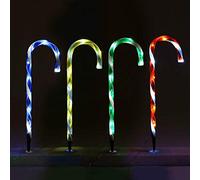 Thrink PACK of 4 Candy Cane Pathway Markers Garden Stake Lights | Mains Operated | Easy Installation Ideal For Indoor Outdoor Decoration | SIZE 52cm Tall | Multicoured