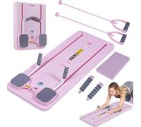 Thrink Pilates Board for Home Workouts - Compact Mini Reformer Pilates Board & Exercise Machine Portable Reformly Fitness Equipment Strength Training, Toning, Core, Yoga & Full Body Workouts (Pink)