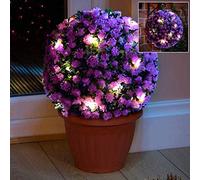 Purple 28cm Topiary Garden Ball Sphere 20 Led Lights | Dual Function Static & Flashing | Solar Powered | Comes With Hanging Loop | Size: 28 cm Diameter