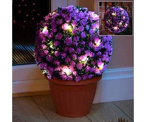 Thrink Purple 28cm Topiary Garden Ball Sphere 20 Led Lights | Dual Function Static & Flashing | Solar Powered | Comes With Hanging Loop | Size: 28 cm Diameter