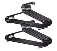 Thrink Slim Space Saving Design Clothes Hanger - Strong Plastic Clothes Hanger Garment Coat Dress Skirt Adult Size Hangers with Suit Trouser Bar & Lips - Wardrobe Organiser - Black (20)