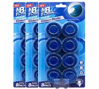 Thrink Toilet Cistern Blocks 3 Packs, 8 Blocks Per Pack Scented Tank Freshener Blocks for Continuous Freshness Hygienic Toilet Care Suitable for Most Cisterns (3 Pack, Ocean)