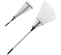 Thrink Versatile Telescopic Metal Adjustable leaf Rake for Outdoor Garden leaves and small debris Cleaning Rakes | Lightweight and Rust Resistant Ergonomic Handle