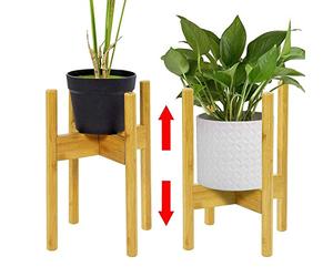 Thrink Wooden Plant Holder | Modern And Sl esign | Adjustable Stand | Made From Strong Durable Bamboo | Perfect For Indoors And Outdoors | Non Scratch Feet | Bears Max 200 lbs WEIGHT