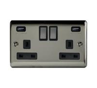 Thrion 2G 13A Sp Sw Socket + 2 Usb Outlets, 3.1A Total Output Bn/bk