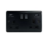 Thrion 2G 13A Sp Sw Socket + 2 Usb Outlets, 3.1A Total Output Matt Black