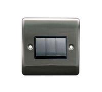 Thrion 3G 2Way 10Ax Switch Brushed Chrome, Grey Insert, 10