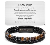 Thrist Morse Code Bracelets for Men Him I love You Leather Bracelet with Engraved Wallet Card 7.5/8.5/9 Inches Christmas Anniversary Birthday Gifts for Father Dad Grandpa, 7.5 inches, no gemstone