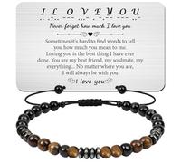 Thrist Morse Code Bracelets Gifts for Him - I love You Bracelet with Engraved Wallet Card Triple Protection ID Bracelets for Men Son Husband Boyfriend Valentines Day Graduation Birthday Anniversary