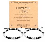 Thrist Morse Code Matching Bracelets for Couples I love You Couples Bracelets Obsidian and Turquoise Jewelry Gifts for Him Her Boyfriend Girlfriend Valentines Day Birthday Anniversary