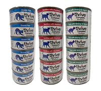 Thrive Cat Food Wet Complete Bundle - 18 Tinned Sets (6 x Ocean Fish, 6 x Sardine & Mackerel, 6 x Tuna With Shrimp & Squid) 75g Each